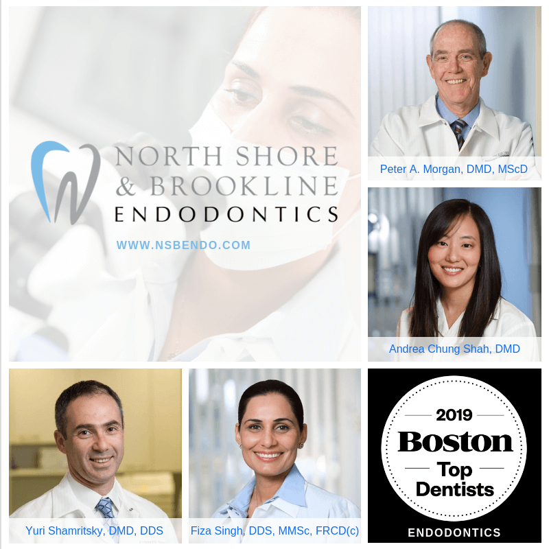 2019 Top Dentists in Boston with headshots of doctors Morgan, Shah, Singh, and Shamritsky